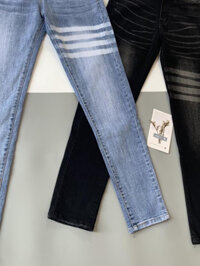 [ZXCVHS] Quần JEANS 4 Vạch Trắng Nam Quần bò nam Thom 4 sọc Trơn Phối Dập Kẻ Trắng Đùi Cực Đẹp Xưởn