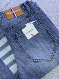 [ZXCVHS] Quần JEANS 4 Vạch Trắng Nam Quần bò nam Thom 4 sọc Trơn Phối Dập Kẻ Trắng Đùi Cực Đẹp Soyo