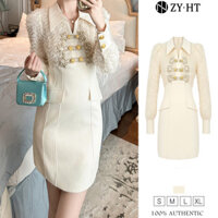 Zyht Đầm Nữ Kem Đầm Tay Phồng Đầm Phù Hợp Với Công Sở Đầm Hiso Đầm Vintage Đầm Dự Tiệc Đầm Dạ Hội 51105