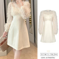 Zyht EraVogue Đầm Nữ Kem Đầm Hình Chữ A, Đầm Tay Phồng Đầm Công Sở Hiso Đầm Vintage Đầm Dự Tiệc Dạ Hội 21395