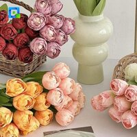 Zyjc 9 Bó hoa Tulip nhân tạo Đạo cụ chụp ảnh thủ công Trang trí sân vườn ngoài trời