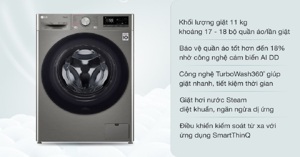 3 máy giặt cửa ngang LG 11kg inverter tiết kiệm điện năm 2023