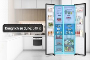Giá chỉ 10 triệu đồng, tủ lạnh side by side LG 519 lít GR-B256BL đã sang còn xịn