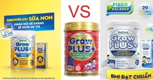 Giữa sữa Nutifood GrowPLUS+ Sữa Non vàng với đỏ và trắng - loại nào tốt hơn?