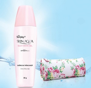 Review kem chống nắng giá rẻ Sunplay Skin Aqua Silky White Gel SPF 50 PA+++