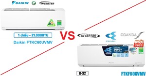 So sánh Daikin FTKC60UVMV và Daikin FTKF60XVMV: Nên chọn mua điều hòa máy lạnh Daikin inverter 2.5 HP nào tốt?