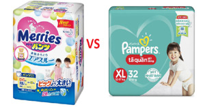 So sánh ưu nhược điểm của tã quần Merris Kid và tã quần Pampers