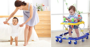 Trẻ 7 tháng ngồi xe tập đi được không?
