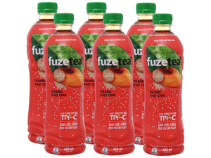 6 chai trà đào và hạt chia Fuze Tea 450ml