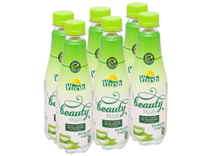 6 chai trà nha đam Vfresh Beauty Plus ít đường 350ml