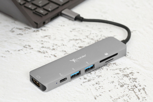 Adapter chuyển đổi USB C 6 in 1 Xmobile DS109A-WB Xám