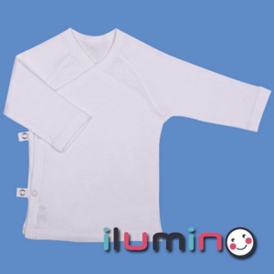 Áo Ilumino 40040 cài chéo khuy bấm tay trùm RIB màu trắng size 50