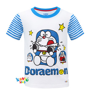 Áo Sọc Tay Ngắn Bé Trai Kavio Kids In Hình Doreamon BS86-N2