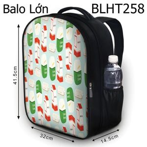 Balo họa tiết hộp sữa và trứng BLHT258 size lớn