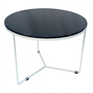 Bàn sofa mặt kính tròn 60cm chân sắt tia chớp TT68121