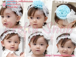 Băng đô baby hoa hồng voan kết lưới - BE006