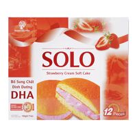 Bánh bông lan kem dâu Solo hộp 196g-Hộp 12 cái