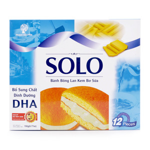 Bánh Solo bông lan kem bơ sữa 196g- Hộp 12 cái