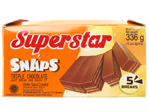 Bánh xốp phủ kem socola Superstar hộp 336g