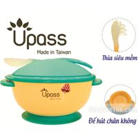 Bát ăn dặm có đế chống đổ Upass có nắp và thìa