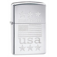 Bật lửa Zippo Made In The USA With Flag Polished Chrome