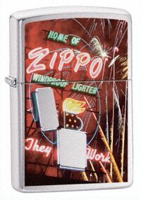 Bật lửa Zippo Neon Sign Brushed Chrome