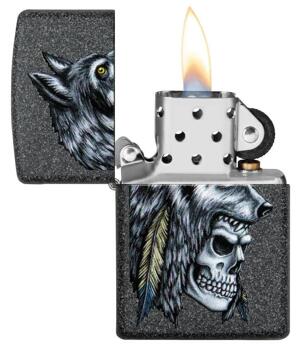 Bật lửa Zippo Wolf Skull Feather Design