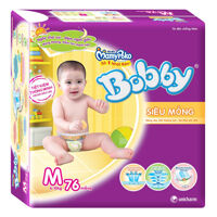 Bỉm Bobby siêu mỏng M76 - size M , 76 miếng (dành cho trẻ từ 6 - 10 kg)