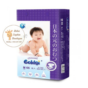 Bỉm dán GOLDGI Size M 66 miếng cho trẻ từ 6-11kg