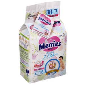 Tã giấy Merries L18 (dành cho trẻ từ 9-14kg)