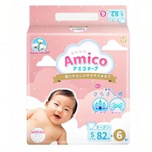 Bỉm - Tã dán Amico size S 82 + 6 miếng (Cho bé 4 - 8kg)