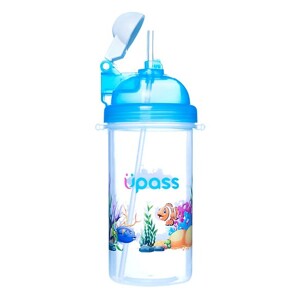 Bình nước Upass UP0620Y- 420ML nắp bật ống hút