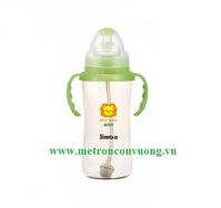 Bình Sữa Hồ Lô Cổ Rộng Tay Cầm Hút Tự Động Nhựa Pes Simba S6883 - 360Ml