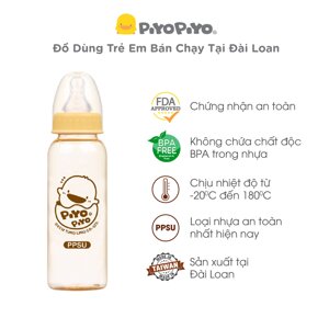 Bình sữa nhựa cổ tiêu chuẩn Piyo Piyo 240ml