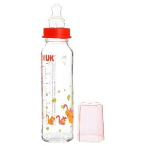 Bình sữa cổ hẹp thủy tinh núm silicone Nuk 250ml