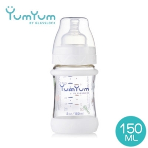 Bình sữa thủy tinh cổ rộng YumYum Glasslock 150ml