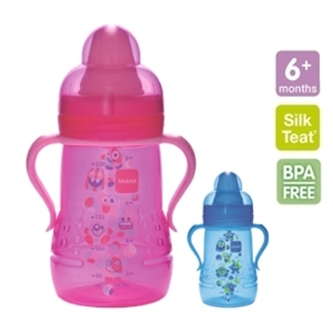 Bình tập uống cho bé Mam B220 ( từ 6 tháng, 270ml, miệng bình mềm)