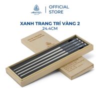 Bộ 02 đôi đũa sứ dưỡng sinh 24.4 cm – Xanh trang trí vàng 4