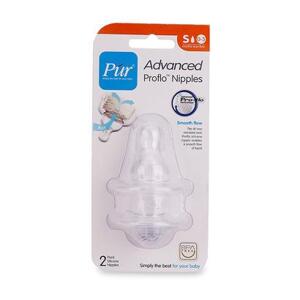 Bộ 2 núm ti Pur PUR1811 - size S, cho bình cổ thường Advanced