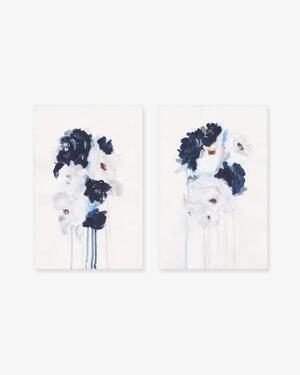 Bộ 2 tranh Flower Painting Blue Wall Art