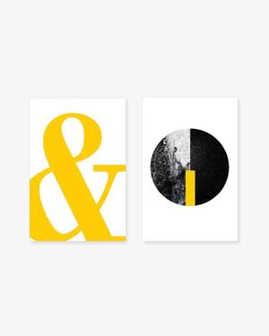 Bộ 2 tranh Yellow Minimalist Modern Ampersand