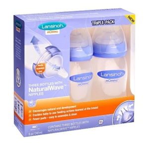 Bộ 3 bình sữa Lansinoh mOmma, NaturalWave Nipple 240ml