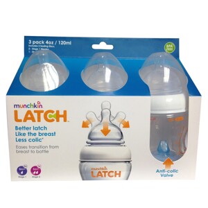 Bộ 3 Bình Sữa Nhựa Latch Munchkin MK15626 - 120 ml x 3