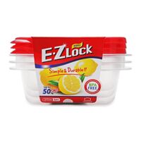 Bộ 3 Hộp Bảo Quản Ezlock Nắp Đỏ 270ML Lock&Lock HLE6204S