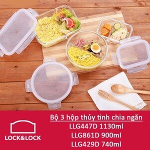 Bộ 3 hộp thủy tinh chia ngăn Lock&Lock LLG447DS3