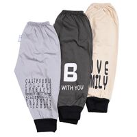 Bộ 3 quần dài bo in chữ Mihababy QD10