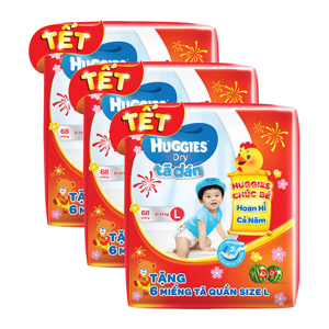 Bộ 3 Tã dán Huggies Dry Jumbo L68 (8-13kg)