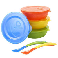 Bộ 4 bát có nắp và 2 thìa Munchkin MK43867 Love a Bowls