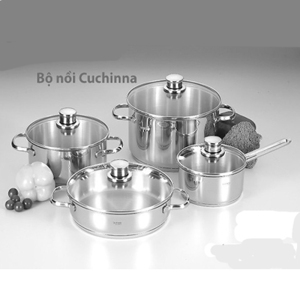 Bộ 4 nồi Cuchinna inox 3 đáy cao cấp, nắp kính