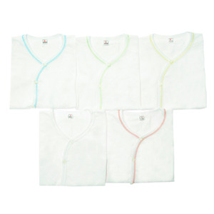 Bộ 5 Áo cài giữa sơ sinh TN trắng viền chỉ Nanio AD072 -  size 1
